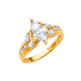 White CZ Pave Engagement Ring in 14K Gold