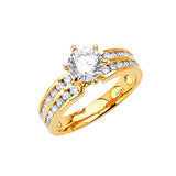 White CZ Pave Engagement Ring in 14K Gold