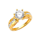 White CZ Pave Engagement Ring in 14K Gold