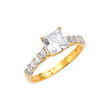 White CZ Pave Engagement Ring in 14K Gold