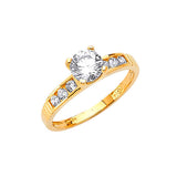 White CZ Pave Engagement Ring in 14K Gold