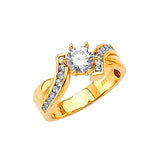 White CZ Pave Engagement Ring in 14K Gold