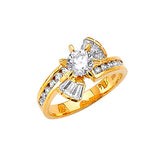 White CZ Pave Engagement Ring in 14K Gold