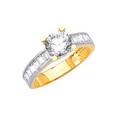 White CZ Pave Engagement Ring in 14K Two-Tone Gold