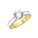 White CZ Pave Engagement Ring in 14K Two-Tone Gold