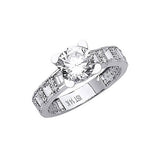 White CZ Pave Engagement Ring in 14K White Gold