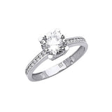 White CZ Pave Engagement Ring in 14K White Gold