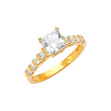White CZ Pave Engagement Ring in 14K Gold