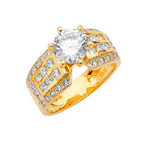 White CZ Pave Engagement Ring in 14K Gold