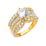 White CZ Pave Engagement Ring in 14K Gold