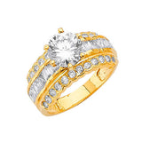 White CZ Pave Engagement Ring in 14K Gold