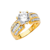 White CZ Pave Engagement Ring in 14K Gold