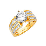 White CZ Pave Engagement Ring in 14K Gold