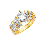 White CZ Pave Engagement Ring in 14K Gold