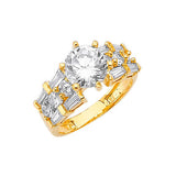 White CZ Pave Engagement Ring in 14K Gold