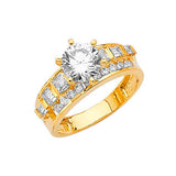 White CZ Pave Engagement Ring in 14K Gold