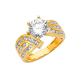 White CZ Pave Engagement Ring in 14K Gold