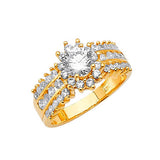 White CZ Pave Engagement Ring in 14K Gold