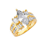 White CZ Pave Engagement Ring in 14K Gold