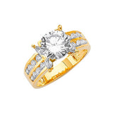 White CZ Pave Engagement Ring in 14K Gold