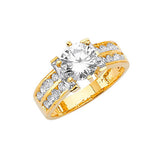 White CZ Pave Engagement Ring in 14K Gold