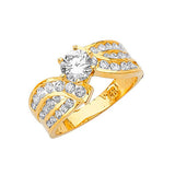 White CZ Pave Engagement Ring in 14K Gold