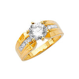 White CZ Pave Engagement Ring in 14K Gold