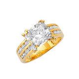 White CZ Pave Engagement Ring in 14K Gold