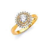 White CZ Pave Engagement Ring in 14K Gold