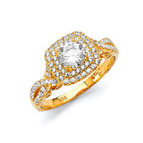 White CZ Pave Engagement Ring in 14K Gold