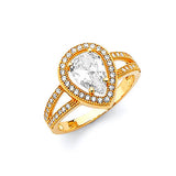 White CZ Pave Engagement Ring in 14K Gold