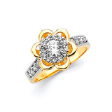 White CZ Pave Engagement Ring in 14K Two-Tone Gold