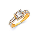 White CZ Pave Engagement Ring in 14K Gold