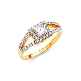 White CZ Pave Engagement Ring in 14K Gold
