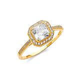 White CZ Pave Engagement Ring in 14K Gold