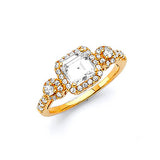 White CZ Pave Engagement Ring in 14K Gold