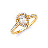 White CZ Pave Engagement Ring in 14K Gold