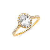 White CZ Pave Engagement Ring in 14K Gold
