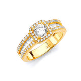White CZ Pave Engagement Ring in 14K Gold