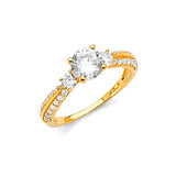 White CZ Pave Engagement Ring in 14K Gold