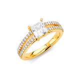 White CZ Pave Engagement Ring in 14K Gold