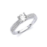 White CZ Pave Engagement Ring in 14K White Gold