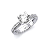 White CZ Pave Engagement Ring in 14K White Gold