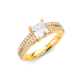 White CZ Pave Engagement Ring in 14K Gold