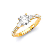 White CZ Pave Engagement Ring in 14K Gold