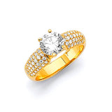 White CZ Pave Engagement Ring in 14K Gold