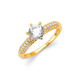 White CZ Pave Engagement Ring in 14K Gold