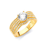 White CZ Pave Engagement Ring in 14K Gold