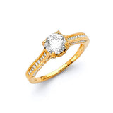 White CZ Pave Engagement Ring in 14K Gold