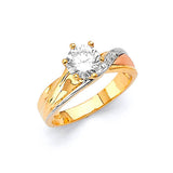 White CZ High-Polish Engagement Ring in 14K Gold